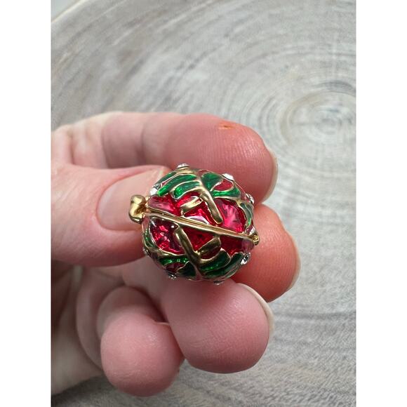 Vintage Faberge Style Egg Pendant Charm Locket Gold Plated Enameled Crystals - Picture 6 of 7